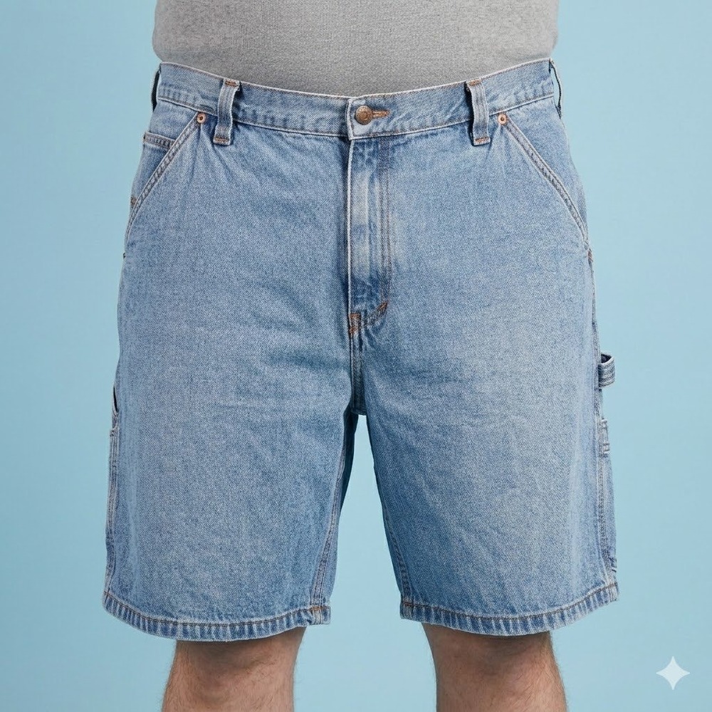 Wolverine Carpenter Jean Shorts Light Wash Denim Workwear Size 42 Blue‎